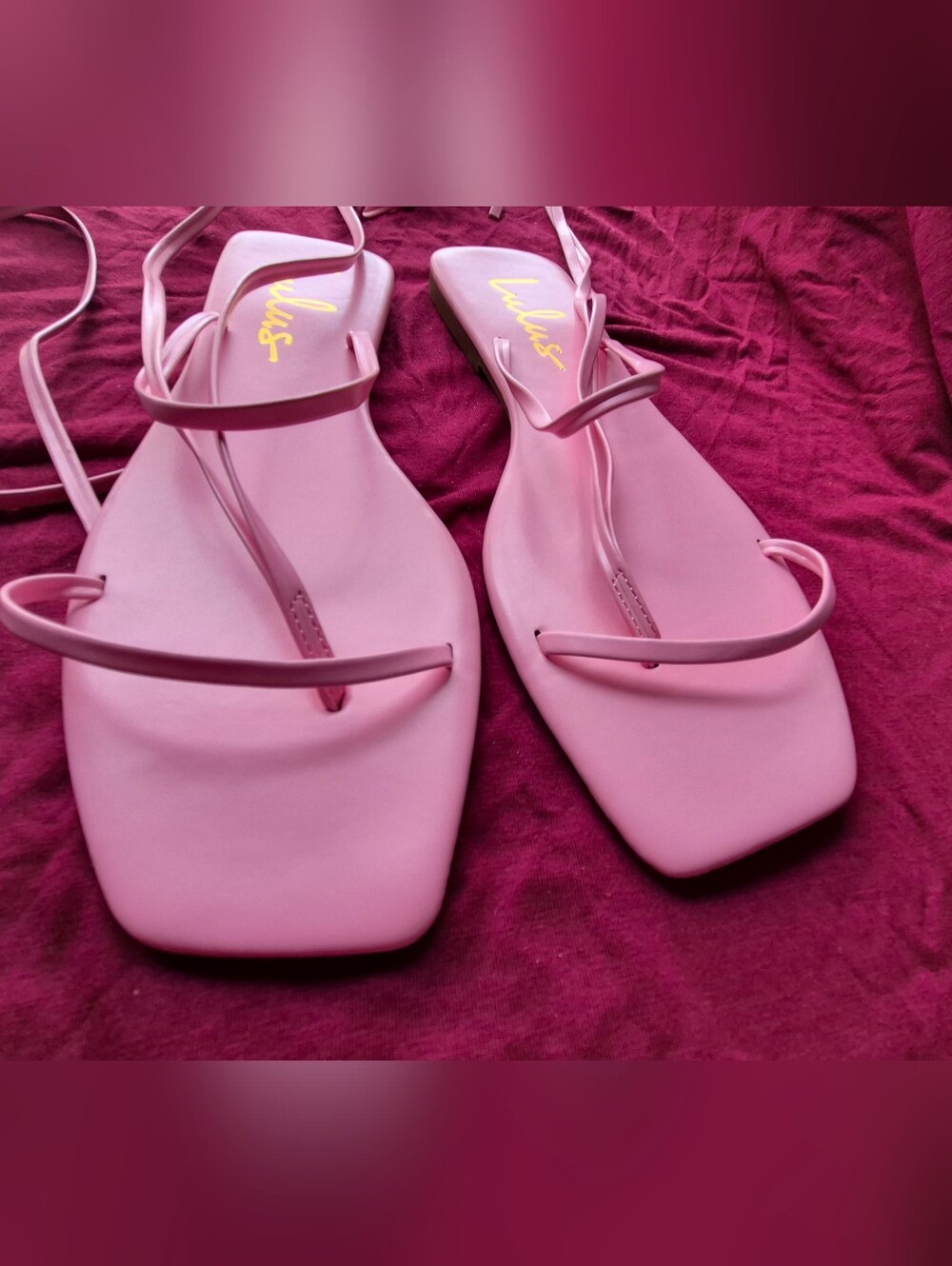 Lulus Aisya Light Pink Lace-Up Flat Sandals SIZE 8 like New, Never Used